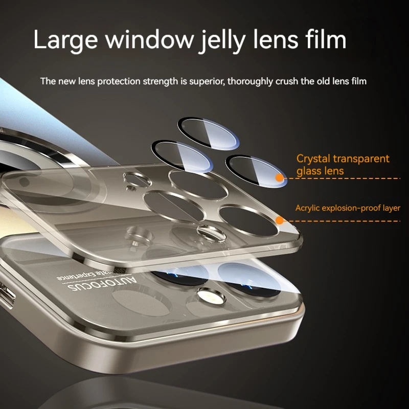Elegant Glass Lens Protector Case with MagSafe Wireless Charging Compatibility