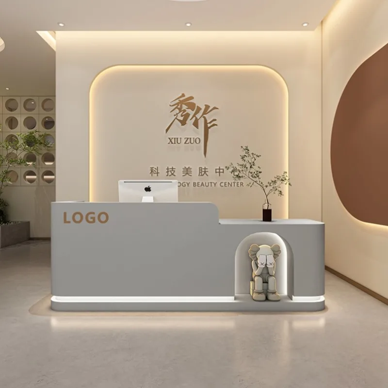 Mobile Bar Reception Desks Store Beauty Wooden Information Cabinet Nails Hotel Reception Desks White Bureau Meuble Furniture