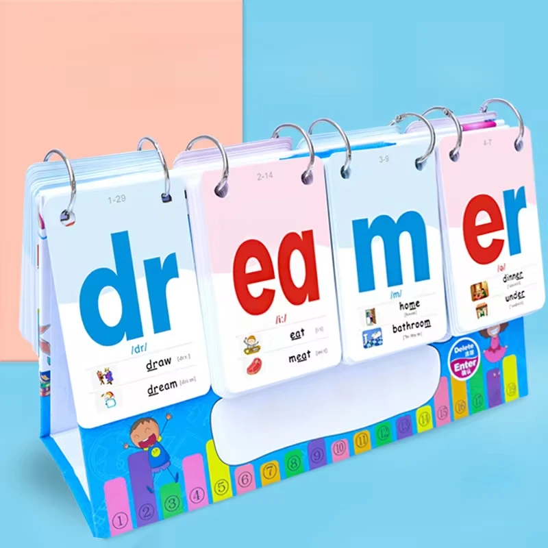 Kids Phonics Flashcards Spelling Words Desktop Calendar English Learnning Spelling Flip Cards Educational Vocabulary Toys 2