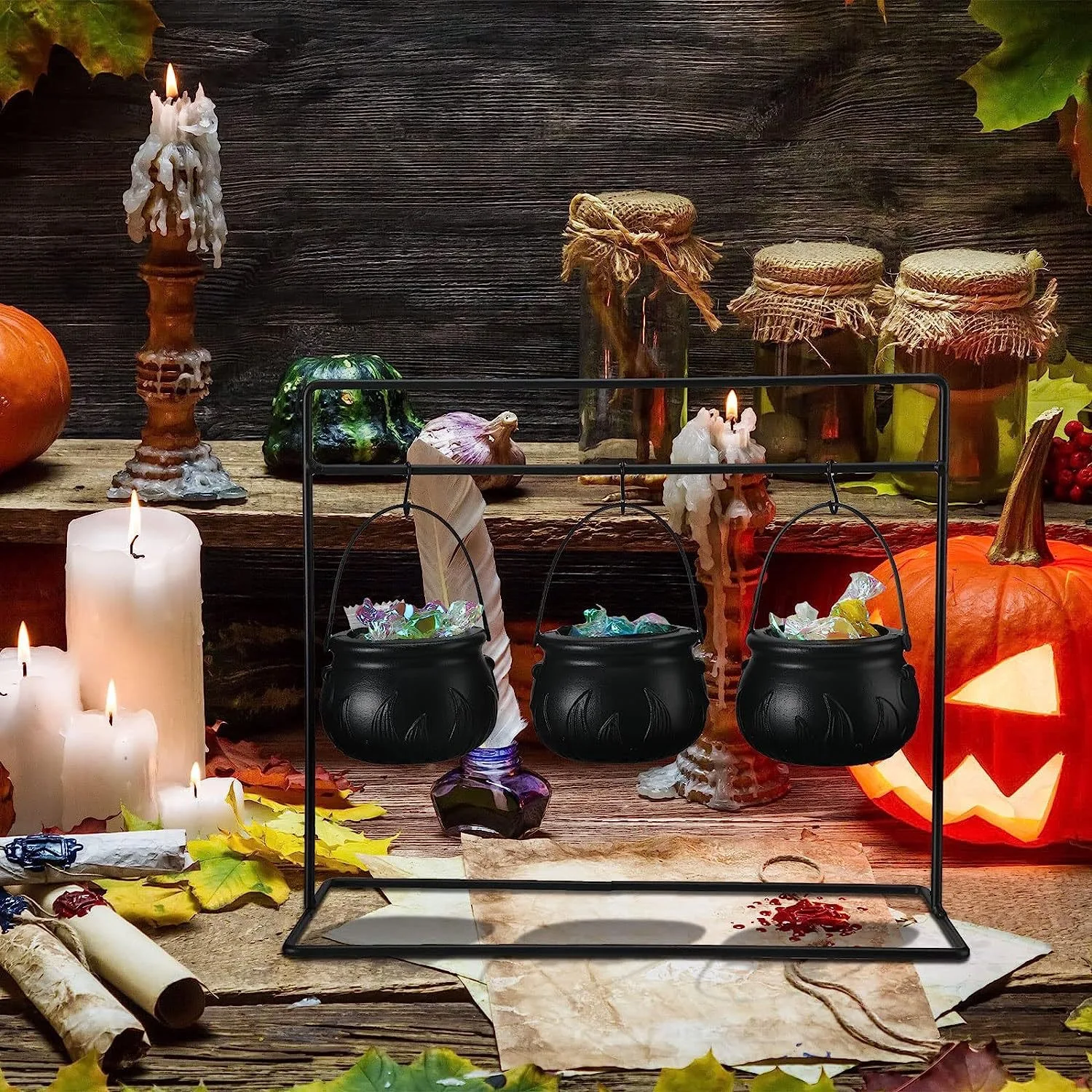 3/9pcs Halloween Dekoration Hexe Süßigkeiten Schalen Innen häuser Küche Party Dekoration mit Rack Halloween Festival Ornamente – Detail 4