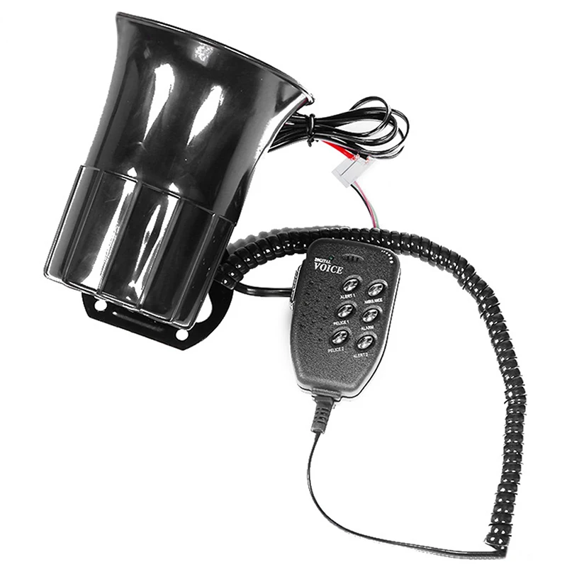 12V Motorcycle Car Auto Loud Horn 6-Tones Siren Sound 115dB Speaker Megaphone Alarm Van Truck Boat Megaphone Universal Accessory