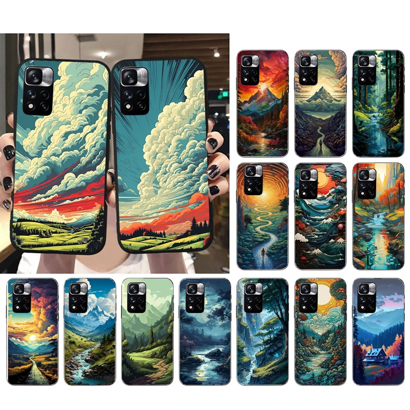 

Landscape Forest Cloud Phone Case For Xiaomi Redmi Note 12 Pro 11S 11 10 Pro 10S Note 12R 12S 12 ProPlus Redmi 10 9C 12