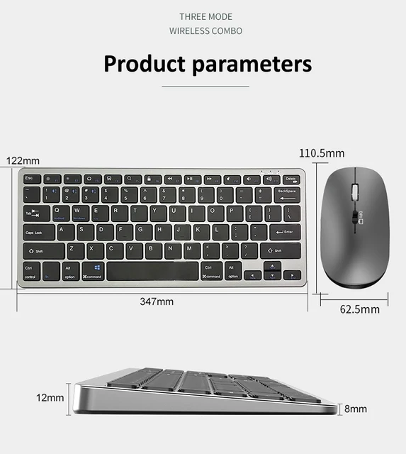 JOMAA 2.4G +Bluetooth Keyboard and Mouse Combo Multimedia Wireless Keyboard and Ergonomic Mouse Set for iPad Desktop PC Laptop 6