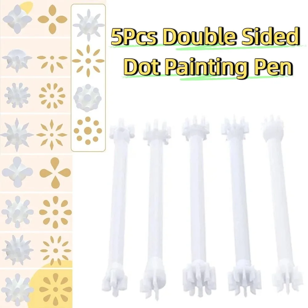 5Pcs 10 꽃잎 모양 꽃 패턴 도트 도구 세트 크리 에이 티브 3D 인쇄 꽃 꽃잎 도구 수제 양면