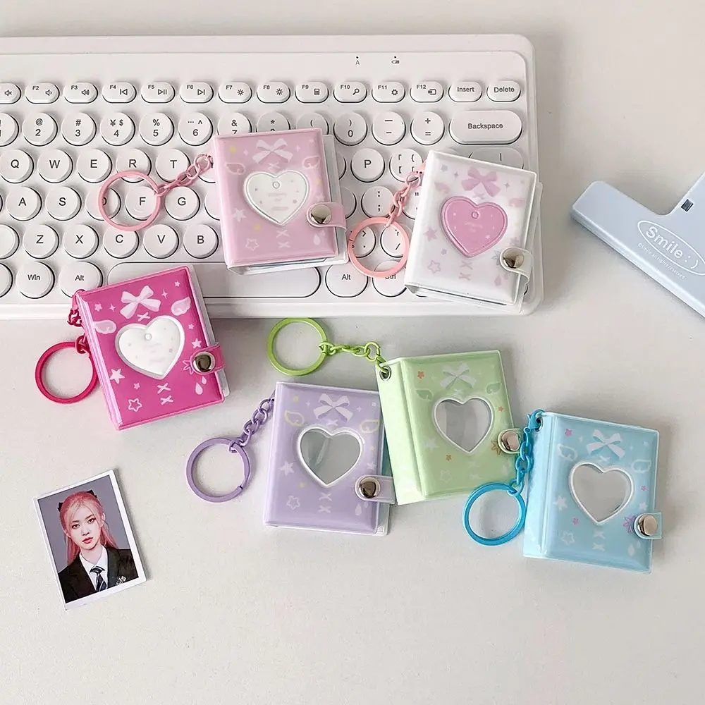 Butterfly Love Heart Mini Photo Album Keychain with Snap Closure