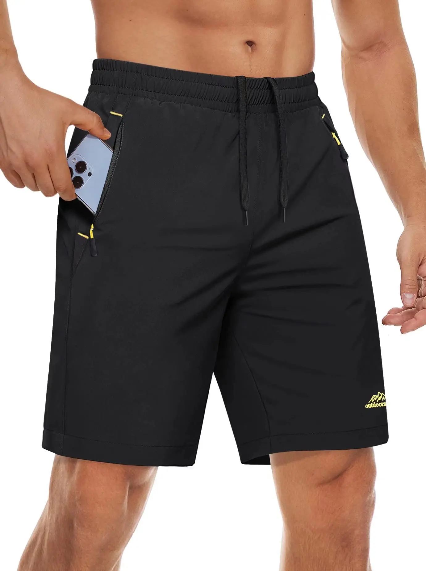 TACVASEN Quick Dry Athletic Shorts with Zipper Pockets Men's Summer Running Shorts Gym Training Workout Fitness Hiking Shorts
