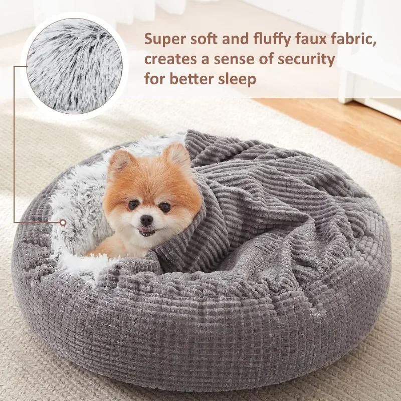 Hooded Calming Dog Cave Bed 1