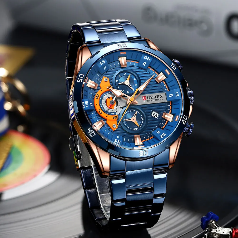Curren 8402 Men Watch Business  Quartz New Wristwatch 6-Hand Chronograph Quartz Casual Luxury Relogio Masculino 5