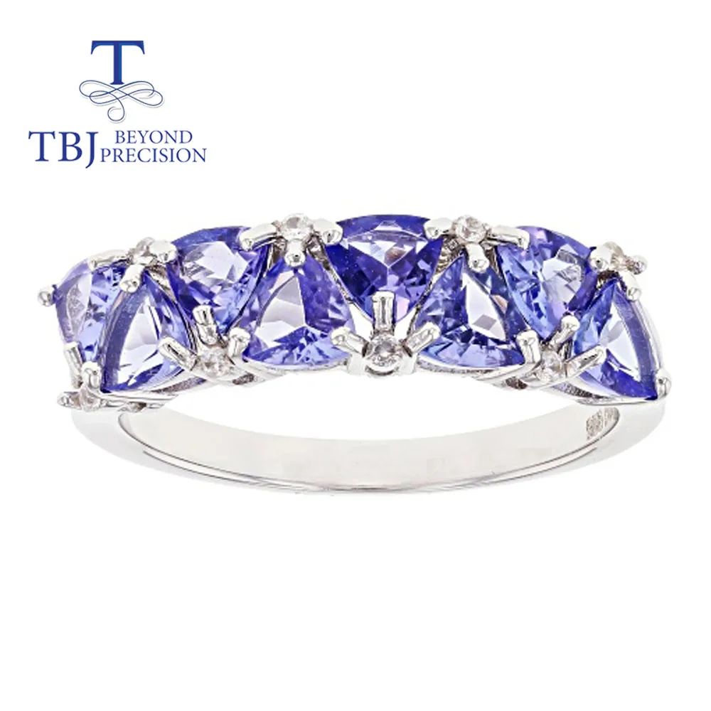

TBJ Natural tanzanite ring trillion 4mm natural precious gemstone 925 sterling silver fine jewelry for women anniversary gift