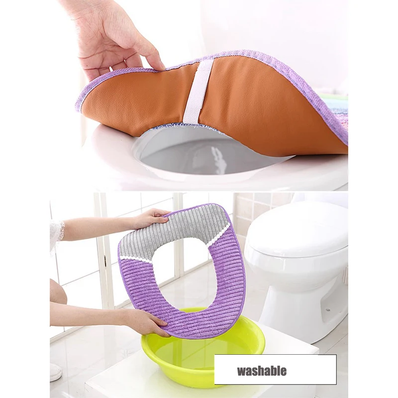 Warm Winter Toilet Seat Cover Bathroom Accessories Washable Mat Coral Fleece Soft Toilet Pad Thick Toilet Cushion Closestool