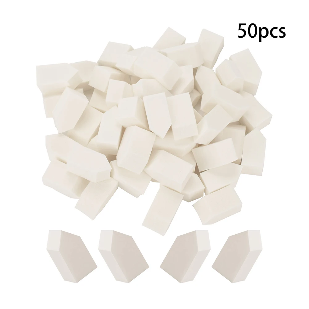 50pcs Cosmetics Puff Wet And Dry Dual-use Latex Face Makeup Puff Pentagon Shape Portable Lady Gifts Professional Makeup Tool
