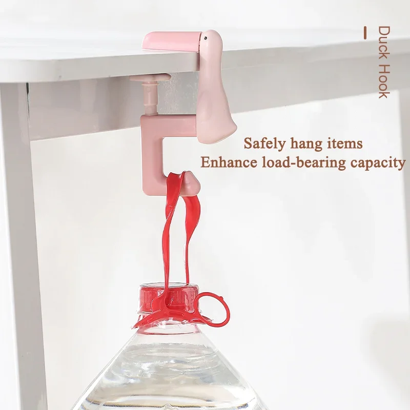 1pc Duck-Shaped Backpack Hook,Cute Cartoon Design, Adjustable Door-Mounted Organizer with White,Yellow Plastic Hooks for Office