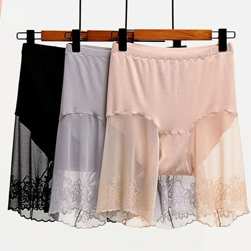 Short Pants Women Under Skirt Seamless Safety Shorts Lace Prevent Exposure High Waist Pants Plus Size Shorts Women Large Size