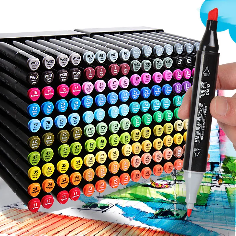 for Student School Supplies Stationery Kids Gift 12/30 Colour Double Headed  Oily Marker Set Sketch Drawing Graffiti Art Markers