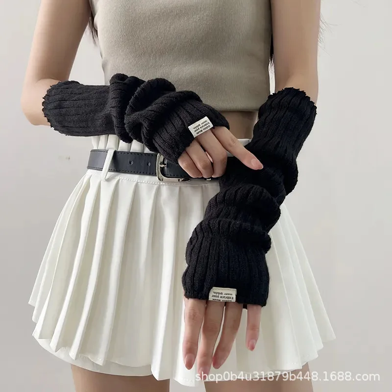 JK fabric hole digging hand sleeves for girls, sweet and cute autumn and winter , half cut sleeves, loli pure