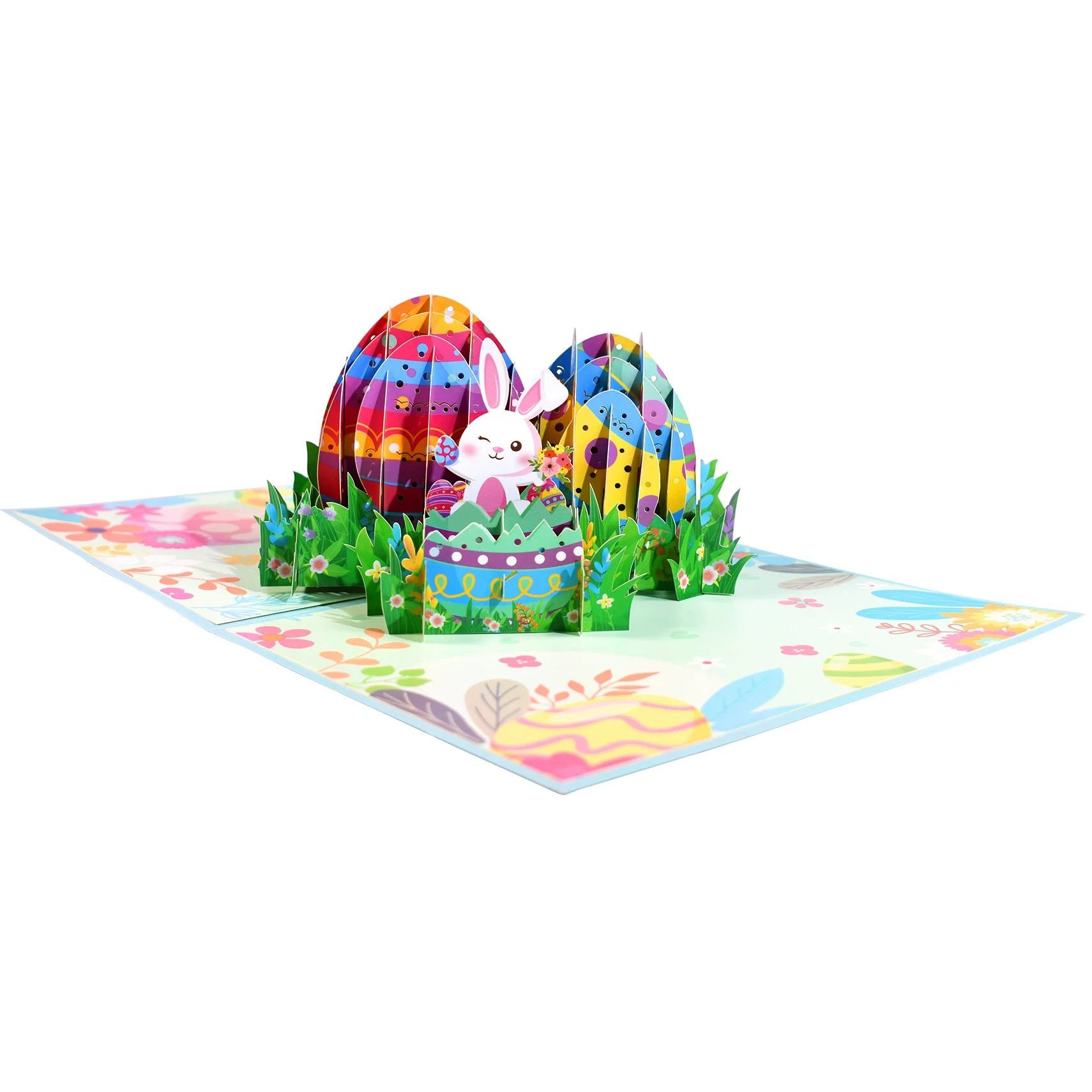 Happy Easter Pop Up Card-3D Bunny Egg Flowers Basket Greeting Card for Easter