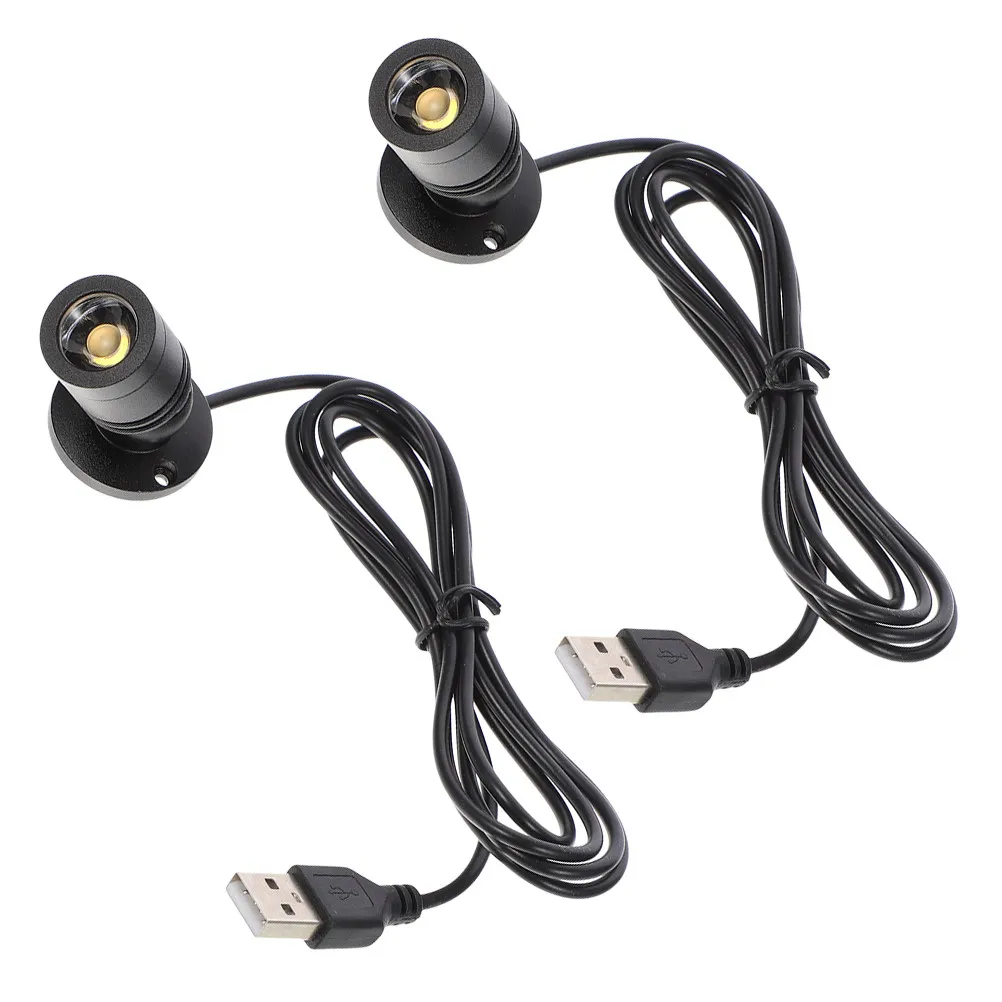 2Pcs 캐비닛 미니 스포트라이트 USB LED 쥬얼리 디스플레이 라이트 조정 가능한 각도 쇼케이스용 소형 실내 스포트라이트