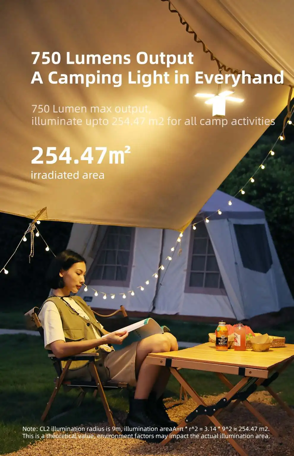 Foldable LED flashlight for outdoor use