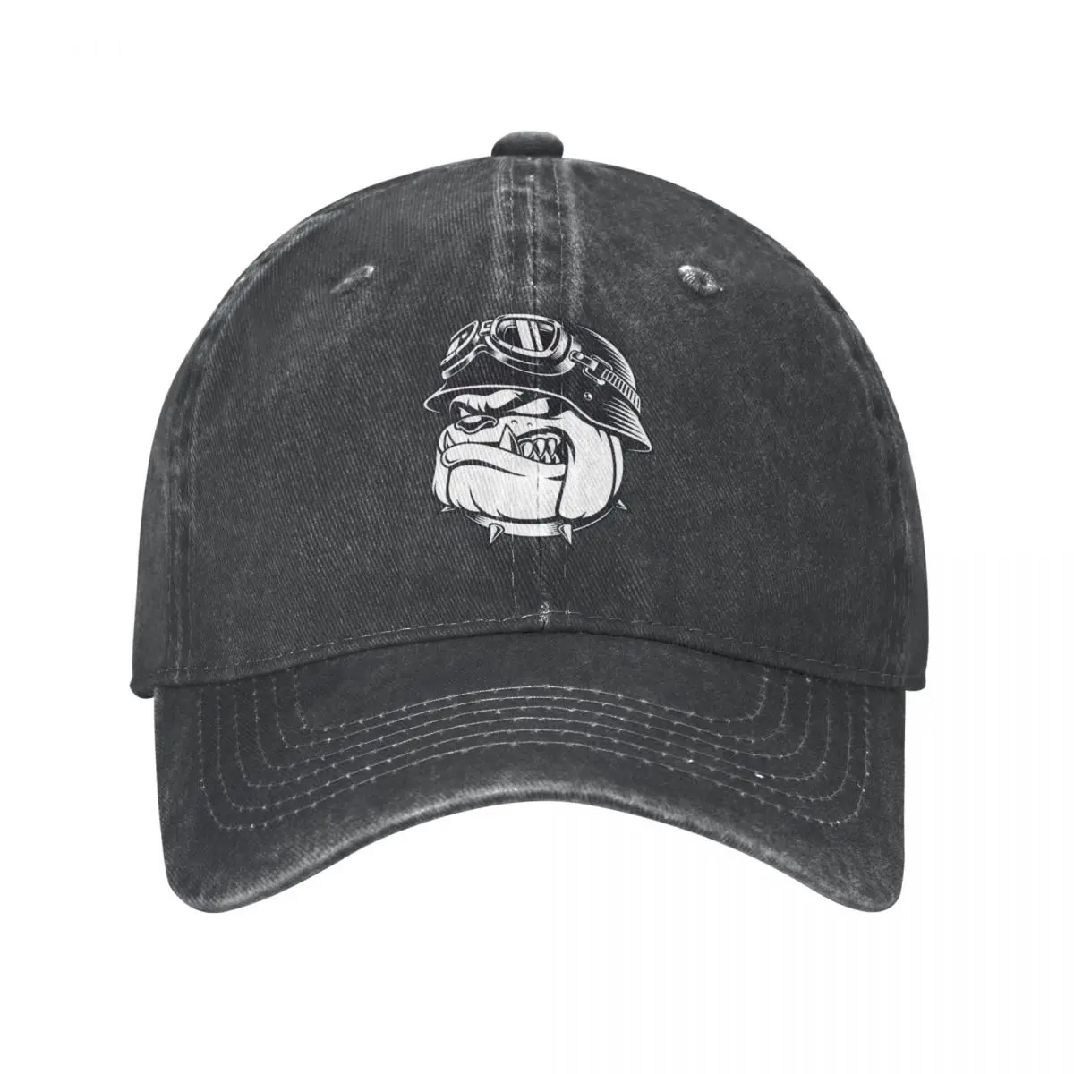 

Bulldog Biker With Helmet Baseball Cap cowboy hat Peaked cap Cowboy Bebop Hats Men and women hats