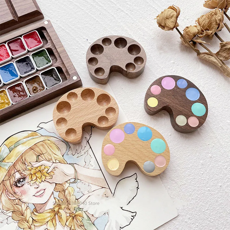 Empty Watercolor Palette Ins Wind Watercolor Travel Portable Mini Paint Box Color Matching Magnetic Wooden Box Painting Supplies