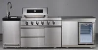 Armoire de cuisine extérieure, gril en acier inoxydable argenté, évier de Barbecue sans fumée de qualité supérieure pour pique-nique, matériau métallique 3