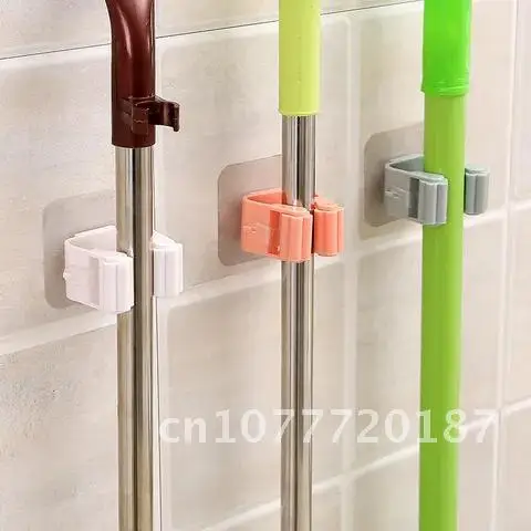 

Holder Brush Hanger Metal Clip Racks Behind Seamless Grey Shelf Kitchen Bathroom Walls Shipping Mop Organizer Goods Home