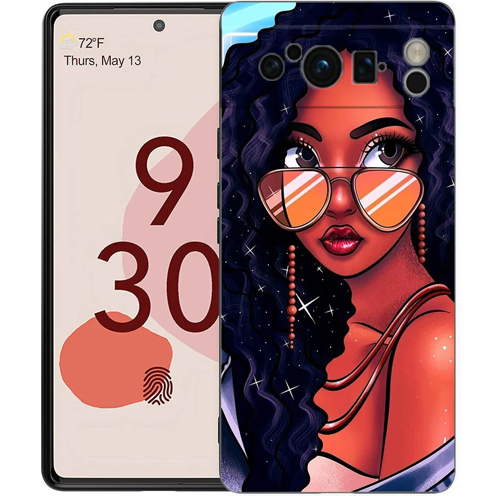 Chic Black Girl Art Phone Case - Shockproof Silicone Cover