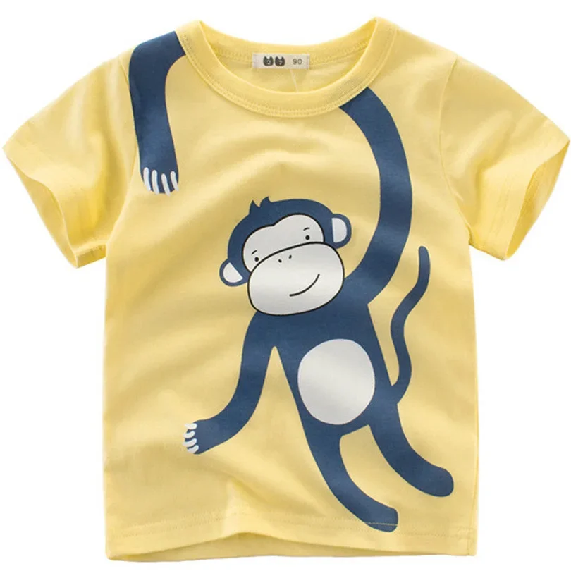 2024 Cartoon Print Baby Boy Dinosaur T Shirt For Summer Infant Kids Boys Girls Lion T-Shirts Clothes Cotton Toddler Letter Tops