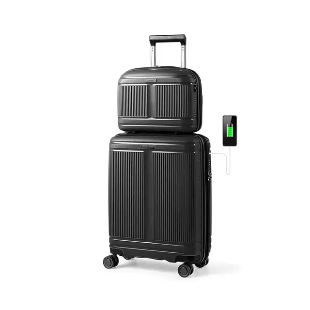 Ensemble de bagages 2 pièces : valise cabine 20 pouces et trousse de toilette 14 pouces - Noir 1