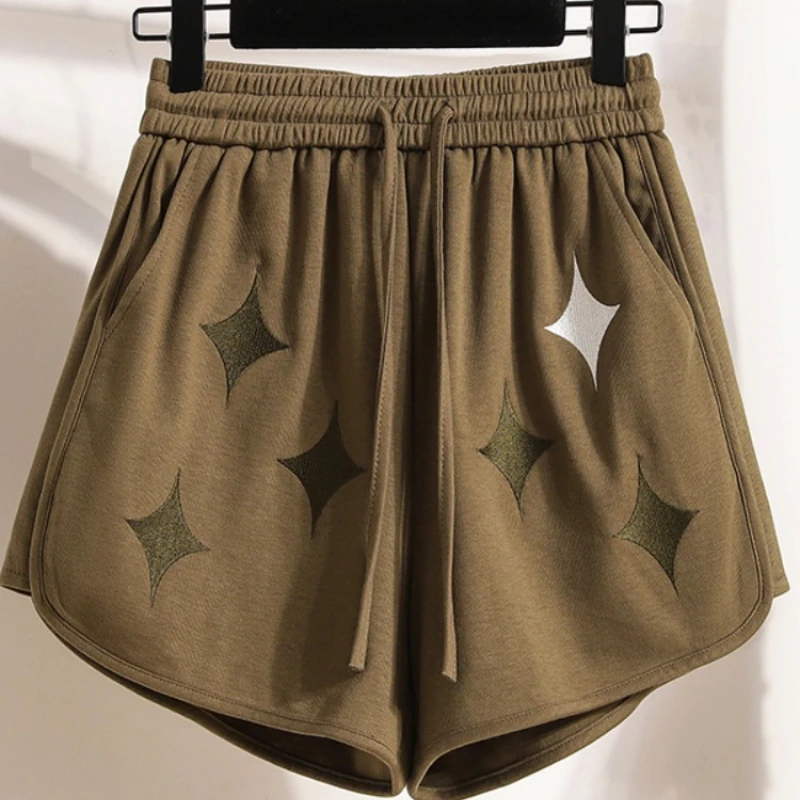 

Sports Pants Women Summer New Print Anti Emptied Skinny Student Shorts Casual Elastic Waist Leisure Home Clothing Trouser F12