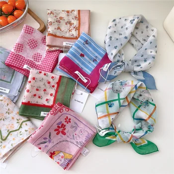 55 cm Fiore Stampa floreale Sciarpa quadrata Fazzoletto da collo Sciarpe di moda Fazzoletto Bandane Foulard Nastro per capelli Accessori per le donne 1