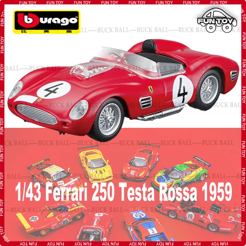 

Bburago Ferrari 250 Testa Rossa 1959 WRC 1/43 масштаб Ferrari спортивный автомобиль Коллекционная литой модель автомобиля из сплава игрушки гоночные детские подарки