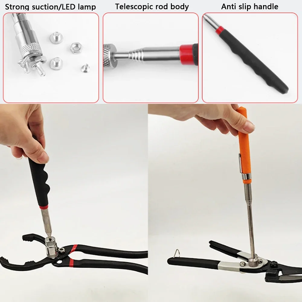 1-5pcs Telescopic Magnetic Pen Metalworking Handy Tool Magnet Capacity for Picking Up Nut Bolt Adjustable Pickup Rod Stick Set 5