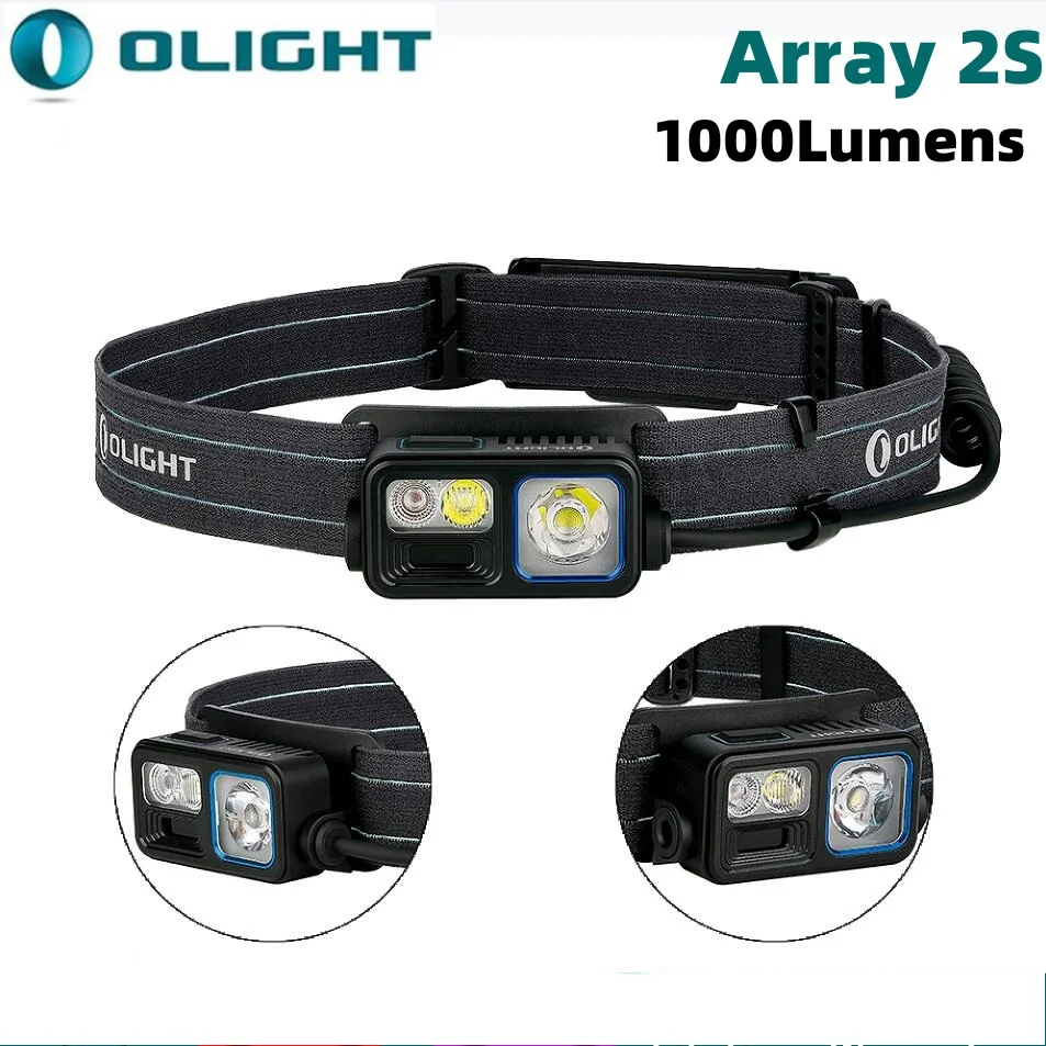 Olight Array 2S 1000Lumen Faro Leggero 4 Modalità Faro A Led Con Fascia Luce Rossa E Controllo Dell'Onda Della Mano