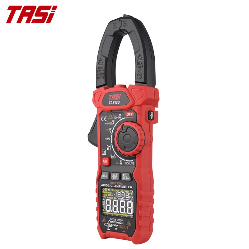 

TASI TA813A/B Digital Clamp Meter Multimeter With AC/DC Current High Precision Ammeter Capacitance True RMS NCV Ohm Hz Tester