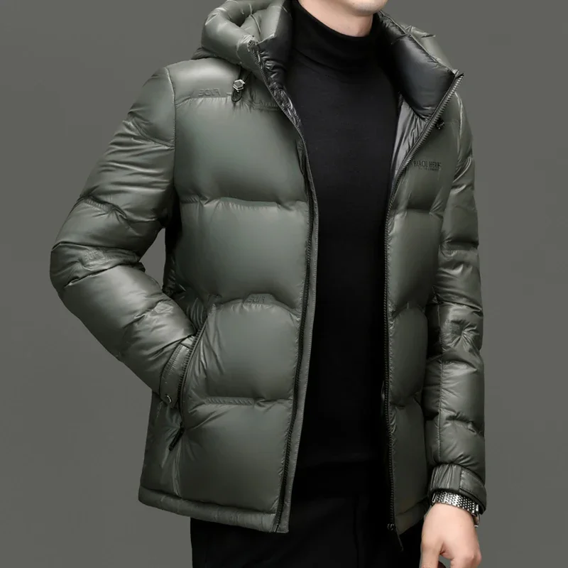 thumbnail image 1 of Chaqueta ligera de plumas para hombre, chaqueta brillante de lujo, ropa de diseñador para hombre, abrigos para hombre para invierno, saco informal acolchado para hombre, 1 of 5