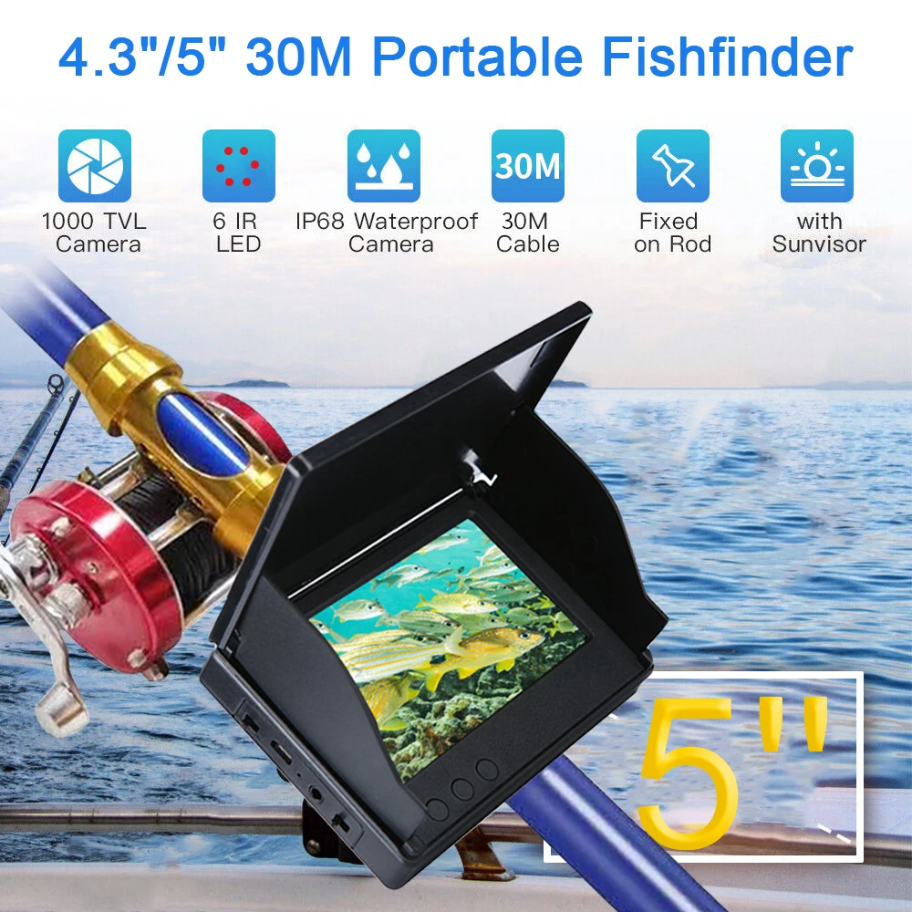 4.3/5.0 inch Fish Finder Monitor Fits Fishing Camera Underwater Visual  Display Screen Dark Night Vision Fishing Finder Device