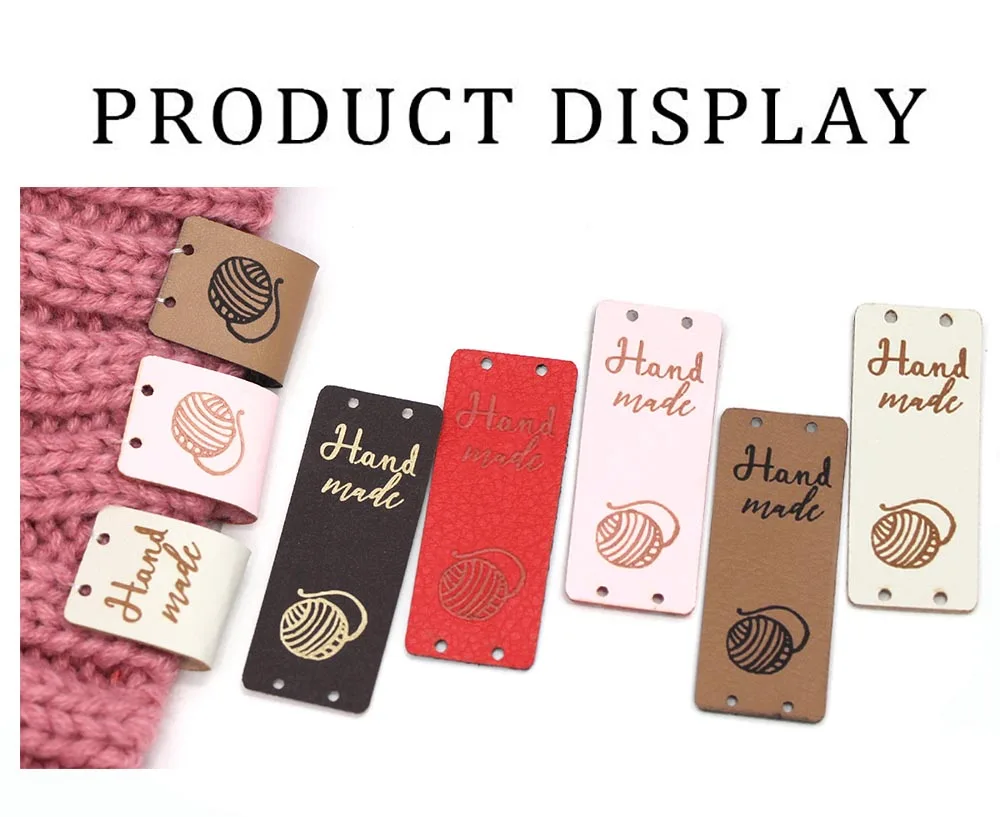 20Pcs Handmade Label Ball Of Yarn Leather Tags For Clothes Hand Made Tags For Hats Knitted Sewing Accessories DIY Gift Handcraft