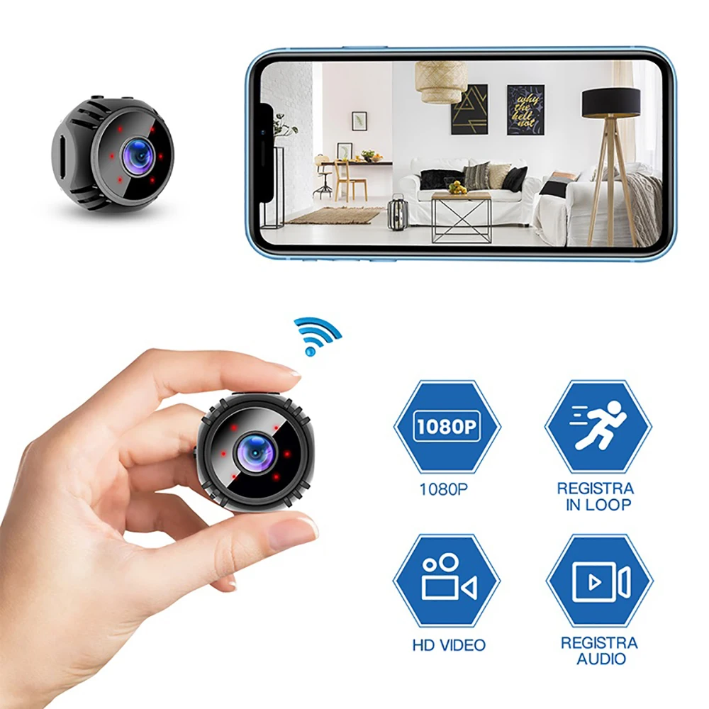 Piccola Mini Telecamera Wifi Hd Visione Notturna A Luce Infrarossa Scheda Sd Plug-In 1080P Telecamera Dv Per Conferenze Domestiche Con Rilevamento Del