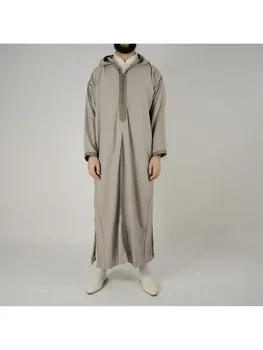 Hui Muslim Middle East embroidered hooded robe Arab cross border men's ethnic style long sleeve shirt Thobes