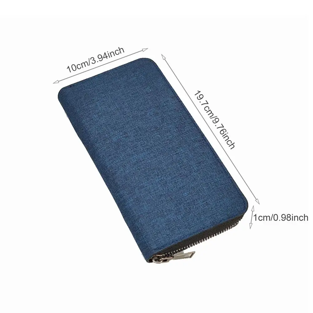 Men Long Zipper Wallet Large Capacity Multi-card Business Canvas Hand-held Wallet Urban Simple Style Daily Match
