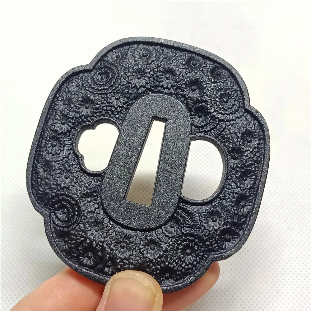 Фото Черная Железная защитная пластина Tsuba для японских фитингов №5