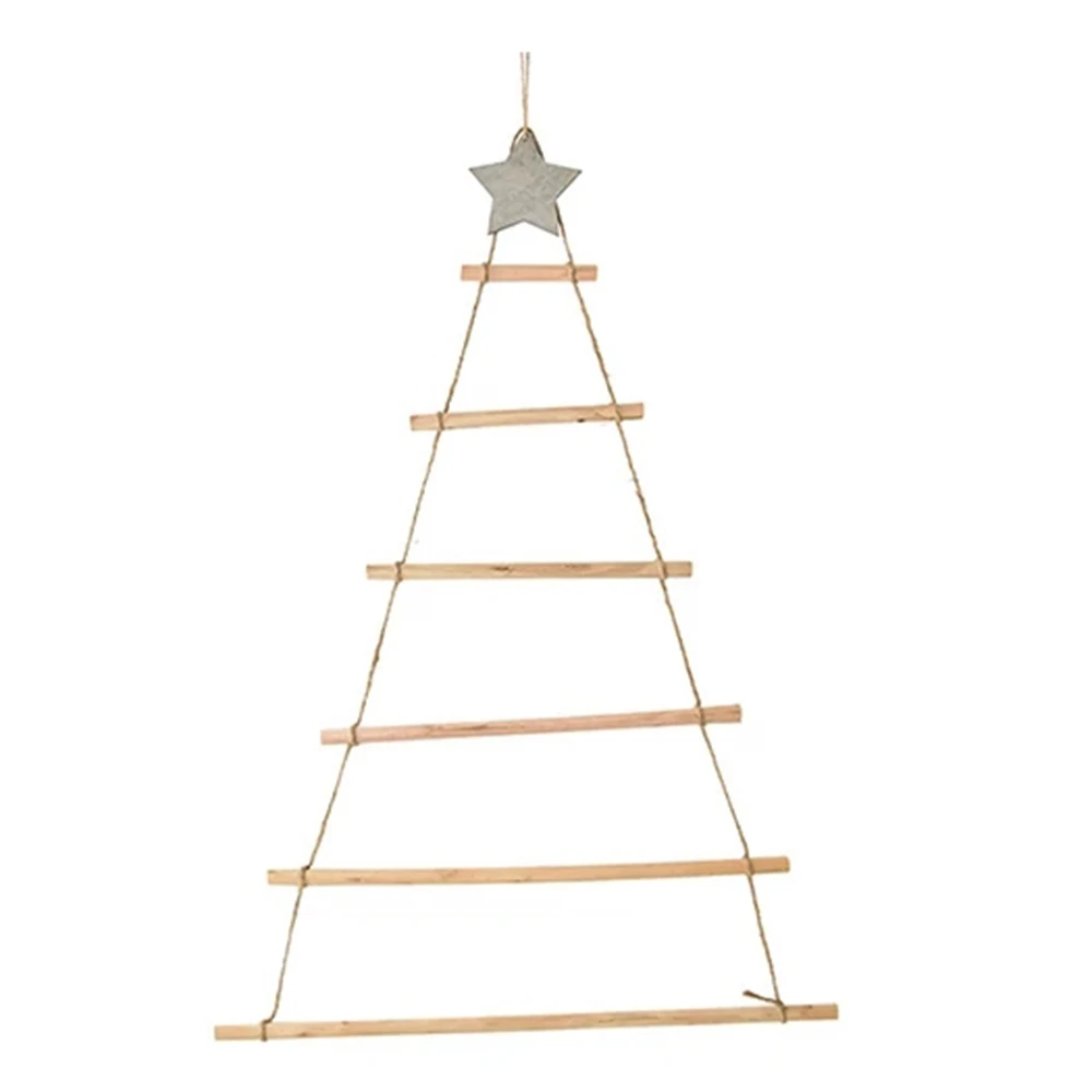 

DIY Wooden Christmas Tree Wooden Wall Hanging Christmas Tree New Year Decoration for Home Ornaments Wood Color