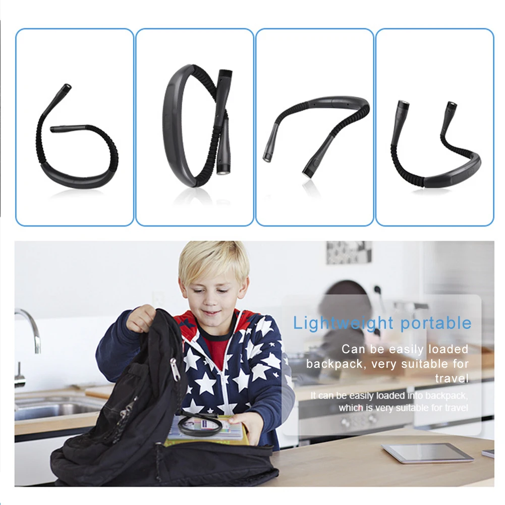Neck Reading Light Novelty Flexible Handsfree Book Light Portable USB Rechargeable