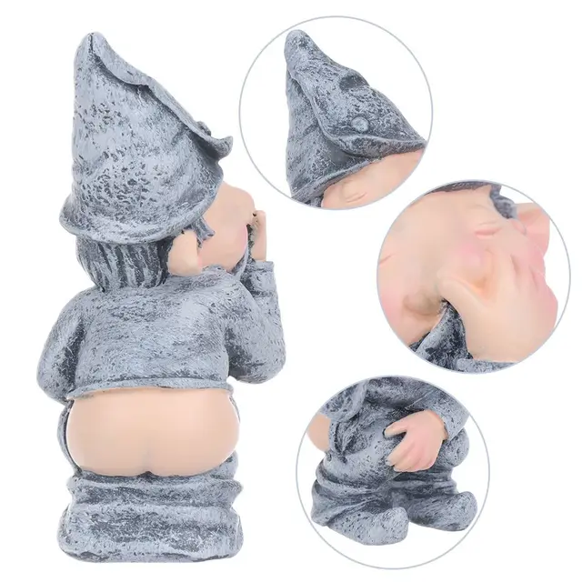 Gyanta Otthoni Dekoráció Csintalan Törpe Szobrok Elf Pooping A Figura Miniatűr Szobor Gnóm Szoborok - Image 2