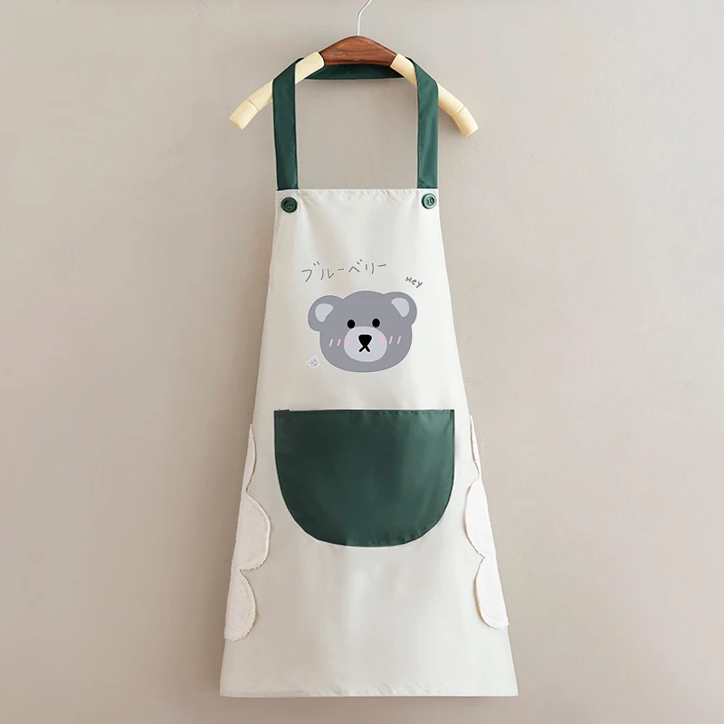 Kitchen apron household female fashion cute Japanese waterproof and oil proof can wipe hands working cooking adult customized