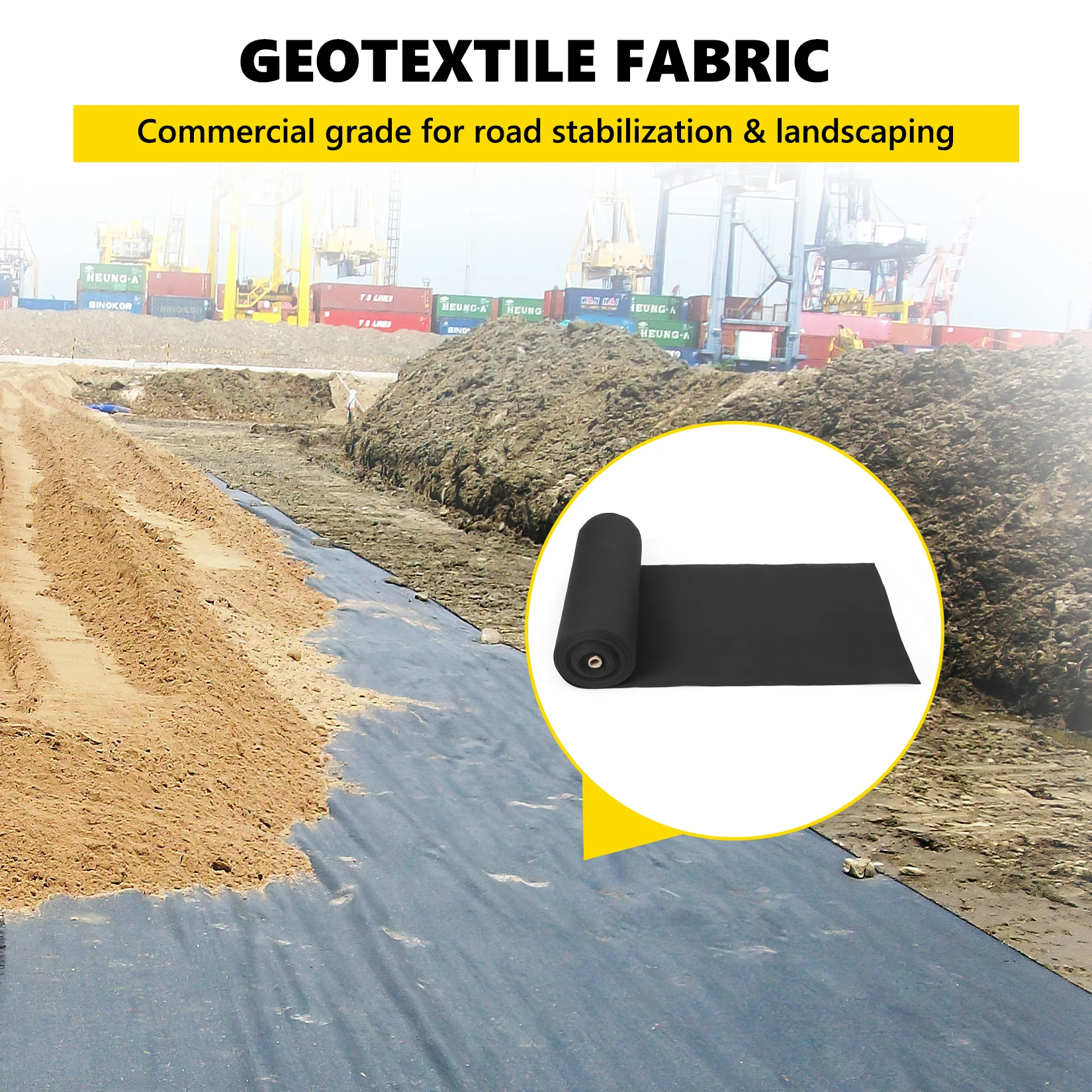 Geotextile Landscape, Heavy Duty Garden Non-Woven Weed Barrier Cloth, Pp Drainage 350N Tensile Strength & 440N Load Capacity