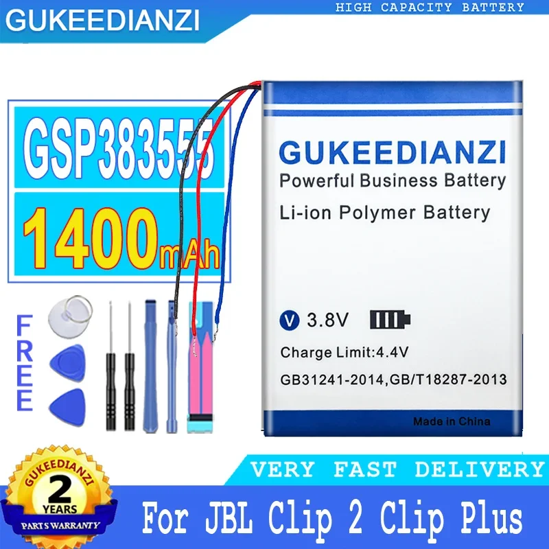 

GUKEEDIANZI Battery for JBL Clip 2 Plus Clip2 Plus, Clip 2 AN, CLIP2BLKAM, CS056US, P04405201, Big Power Battery, 1400mAh