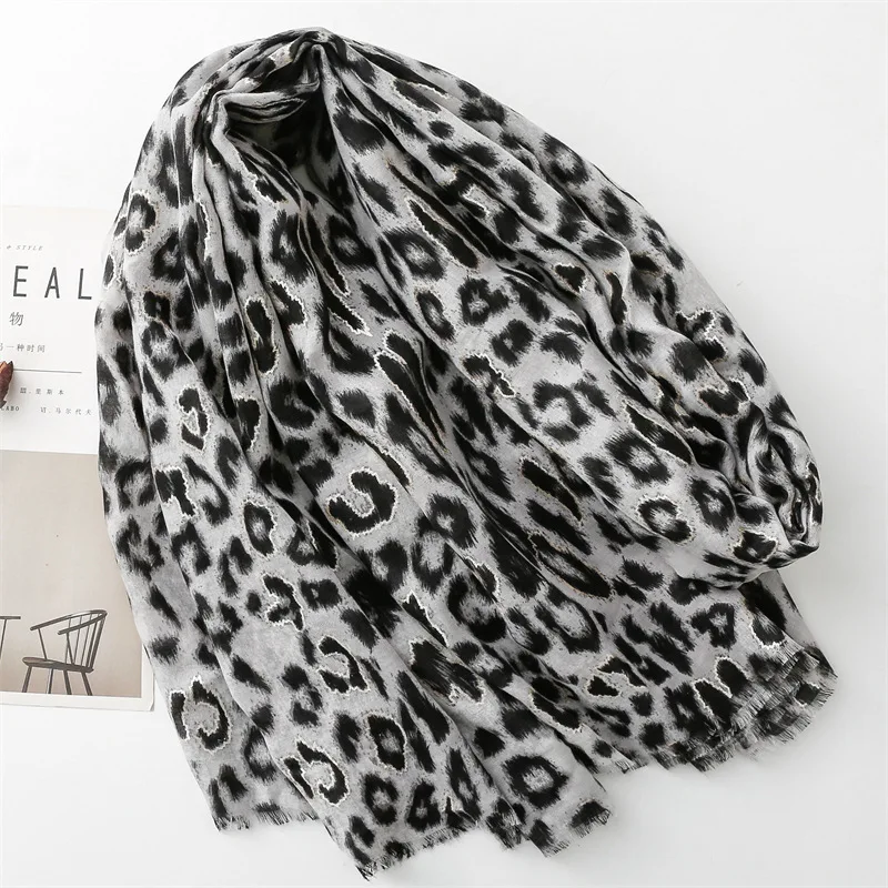 2024 mode Frauen Leopard Floral Fringe Viskose Schal Schal Druck Weiche Dame Hohe Qualität Pashmina Stola Moslemisches Hijab 180*90 cm – Detail 12