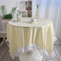 Elegant Lace Ruffle Tablecloth - Dustproof Cover for Kitchen, Wedding, Dining, or Coffee Table (S1 Tablecloth)